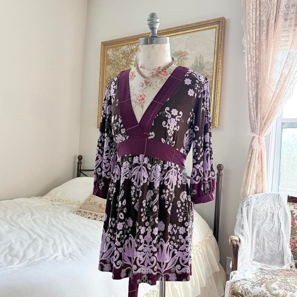 purple boho mini dress  Y2K new additions‎ purple floral maternity dress